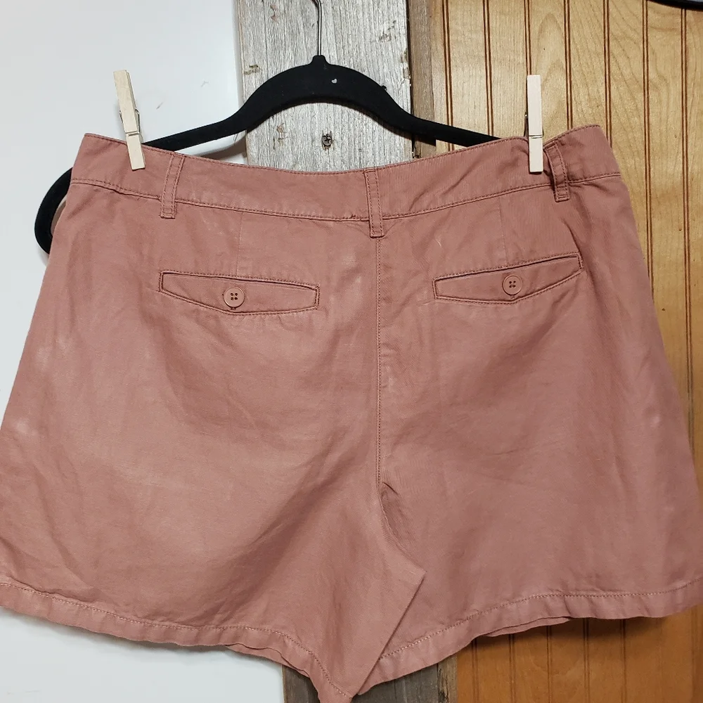 Loft Ann Taylor Chino Shorts   Rust Peach Relaxed Fit Women 10 Linen /Cotton